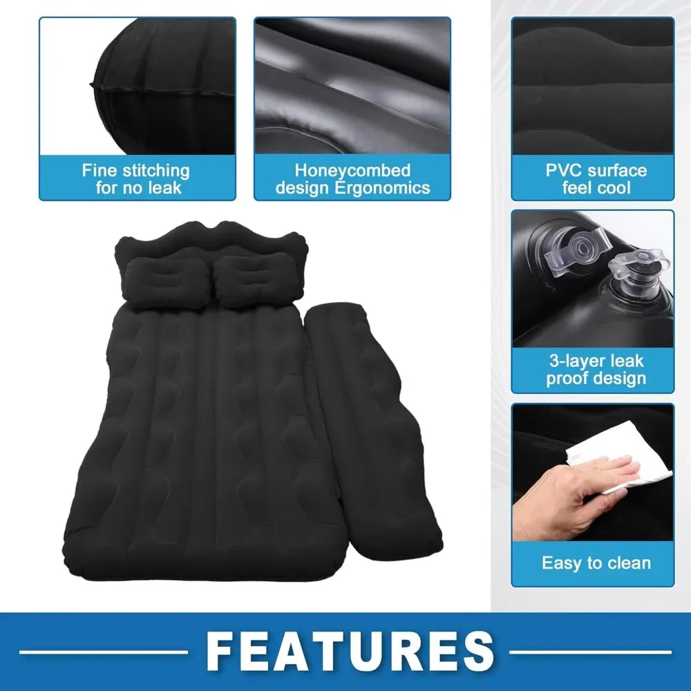 Car Air Mattress Sleeping Mat Comfortable 170x110x14cm Back Seat Bed Camping Air Mattress Bed with Pillows for Car SUV